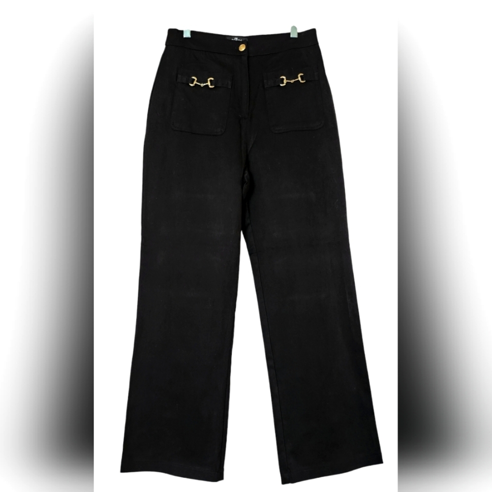 7 ForAllMankind NWT Black Size 6 wide leg faux suede pant